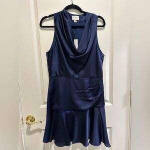 Milly Midnight Blue Cowl Neck Midi Dress